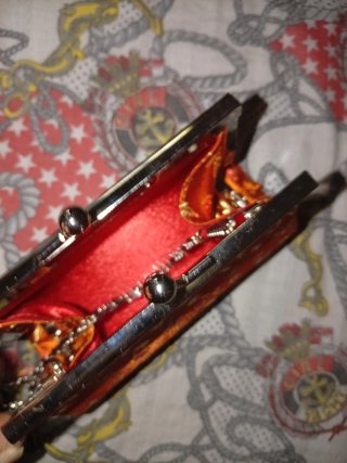 Monedero vintage floreado piel melocotón