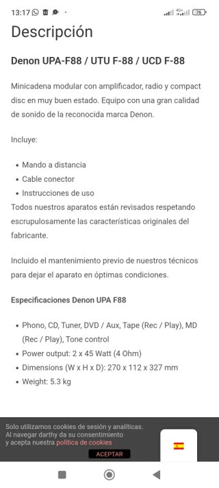 Equipo de música Denon F88