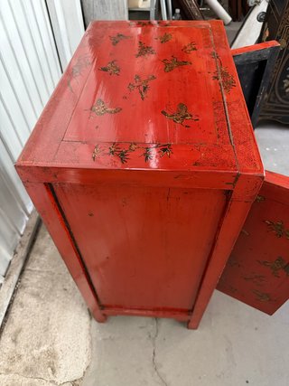 Mesita auxiliar oriental antigua lacado