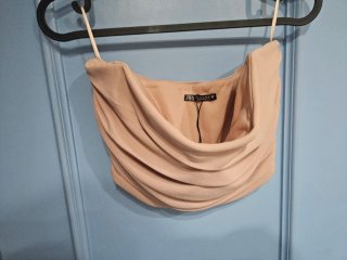 Top Zara rosa drapeado talla S