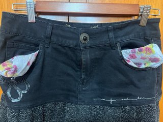Falda Desigual Talla 38 Negra Lentejuelas