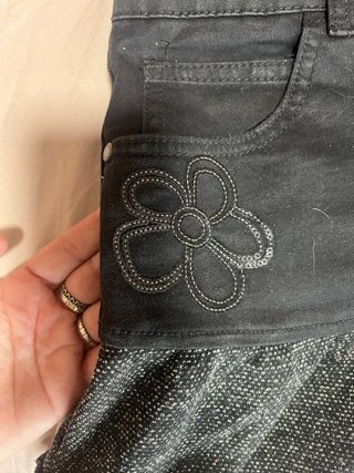 Falda Desigual Talla 38 Negra Lentejuelas