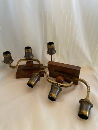 Coppia Candelabri Ottone Art Déco Anni '30-'50