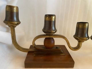 Coppia Candelabri Ottone Art Déco Anni '30-'50