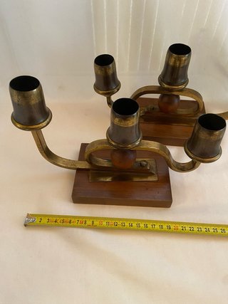 Coppia Candelabri Ottone Art Déco Anni '30-'50