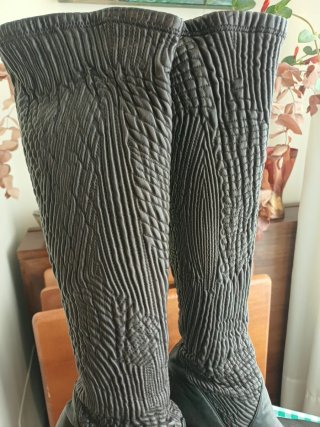 Botas altas piel marrón tacón plataforma