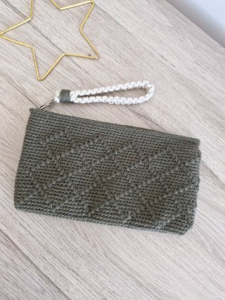 Bolso Clutch Verde Oliva hecho a mano