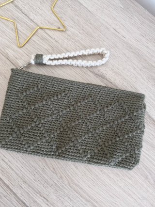 Bolso Clutch Verde Oliva hecho a mano