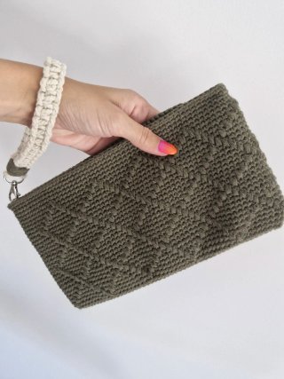 Bolso Clutch Verde Oliva hecho a mano