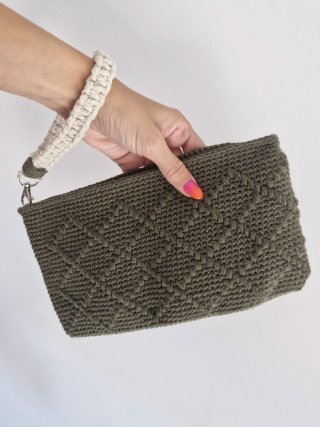 Bolso Clutch Verde Oliva hecho a mano