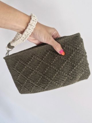 Bolso Clutch Verde Oliva hecho a mano