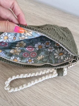 Bolso Clutch Verde Oliva hecho a mano