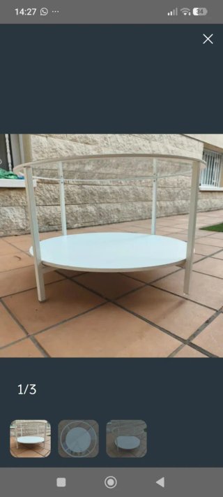 Mesa de jardín cristal y metal