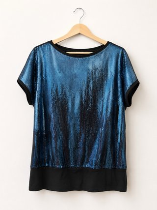 Blusa lentejuelas azul y negra