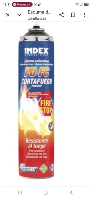 Espuma Poliuretano INDEX PUFP750 Cortafuego