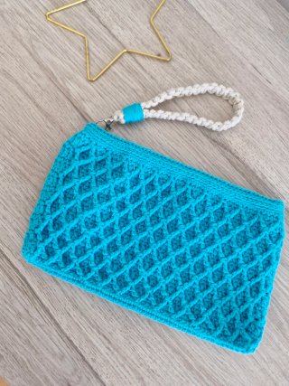 Bolso Clutch Azul Tejido amano