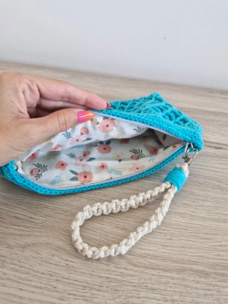 Bolso Clutch Azul Tejido amano