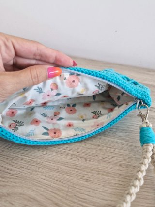 Bolso Clutch Azul Tejido amano