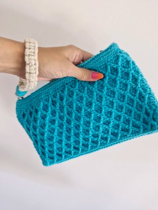 Bolso Clutch Azul Tejido amano