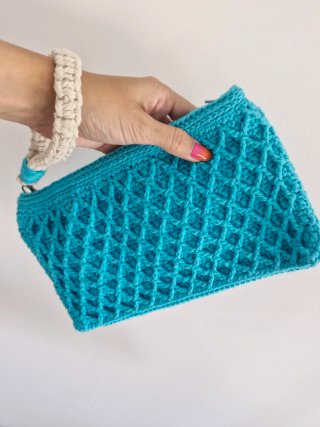 Bolso Clutch Azul Tejido amano
