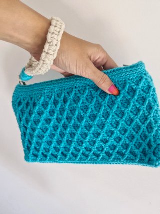 Bolso Clutch Azul Tejido amano