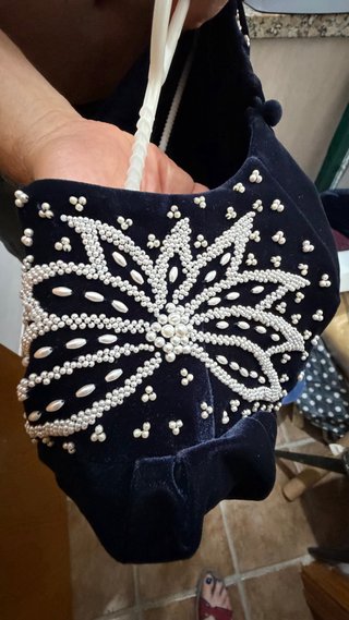Elegante vestido de terciopelo azul 3 piezas