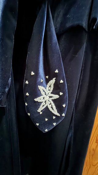 Elegante vestido de terciopelo azul 3 piezas