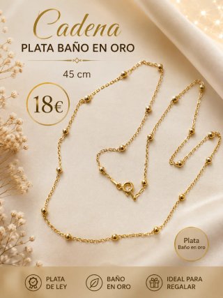 Cadena Plata Baño Oro 45 cm