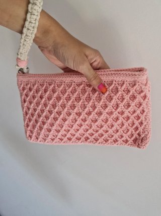 Bolso Clutch Rosa Tejido a mano