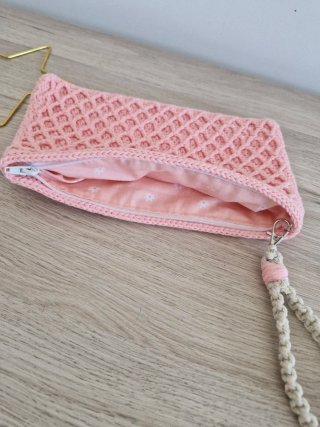 Bolso Clutch Rosa Tejido a mano