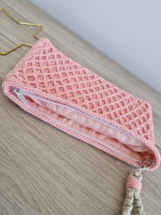 Bolso Clutch Rosa Tejido a mano