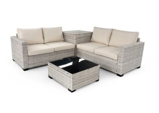 Sofá Rinconera Ratán PE + Baúl + Mesa