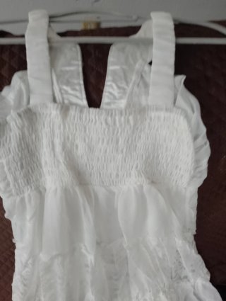 Vestido blanco largo encaje y pedrería T. S-M