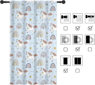 2 Cortinas Unicornio Arcoíris Opaca 229x140