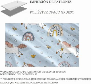 2 Cortinas Unicornio Arcoíris Opaca 229x140