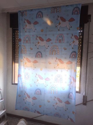 2 Cortinas Unicornio Arcoíris Opaca 229x140