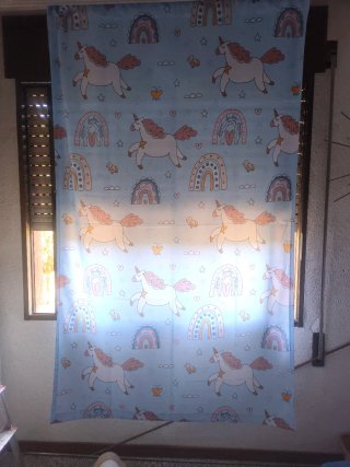 2 Cortinas Unicornio Arcoíris Opaca 229x140