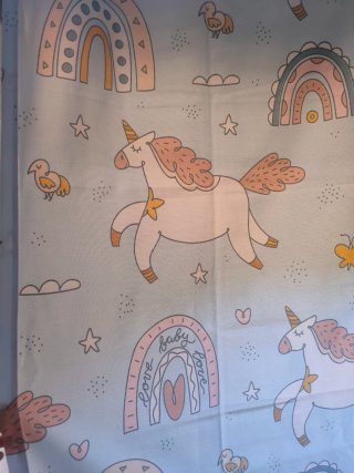 2 Cortinas Unicornio Arcoíris Opaca 229x140