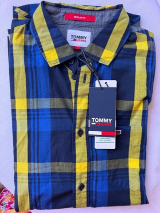 Camisa Tommy Jeans cuadros azul y amarillo Talla S