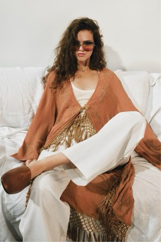 Kaftán bordado Zara Talla M