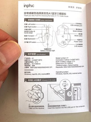 Ratón Inphic Bluetooth 3 Modos