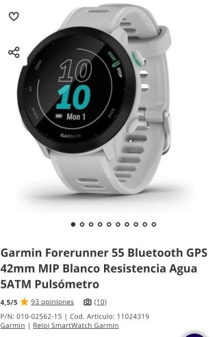 Reloj Garmin Forerunner 55 GPS Blanco
