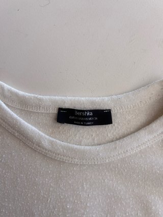Camiseta Corta  Blanca Bershka Ultraligera