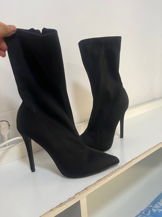 Botas calcetín tacón fino negras