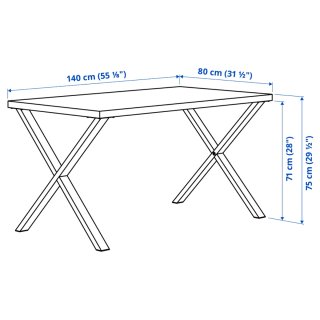 Mesa Comedor 140x80 Patas X, Skalsta