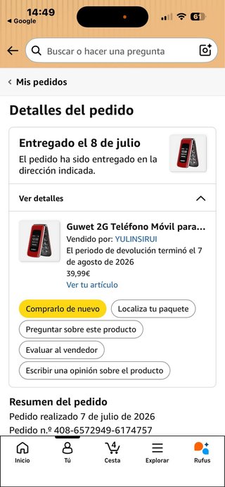 Móvil GUWET G739 para mayores