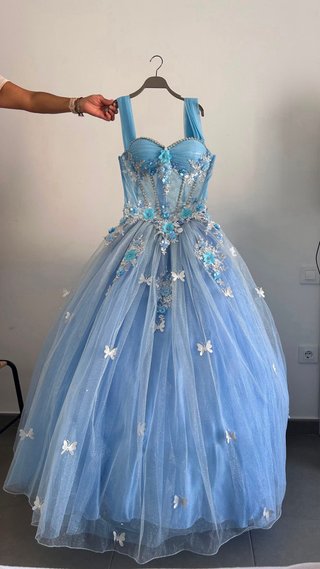 Vestido Quinceañera Celeste Ajustable (S / M)