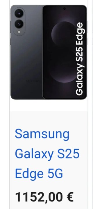Samsung Galaxy S25 Edge 5G Negro/Gris