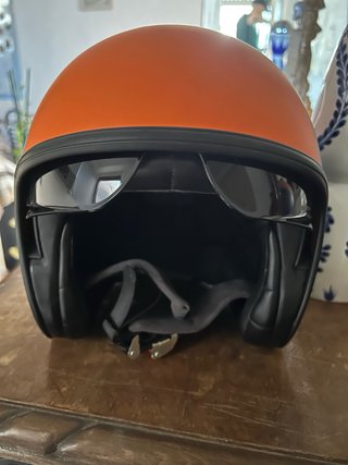 Casco Jet Moto Naranja y Azul
