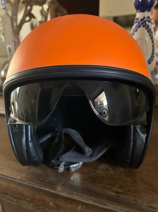 Casco Jet Moto Naranja y Azul